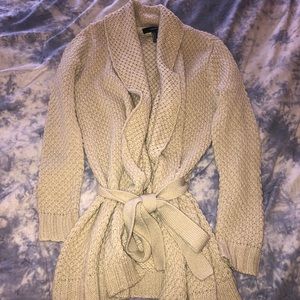 Forever 21 Tan Knit Cardigan with Tie